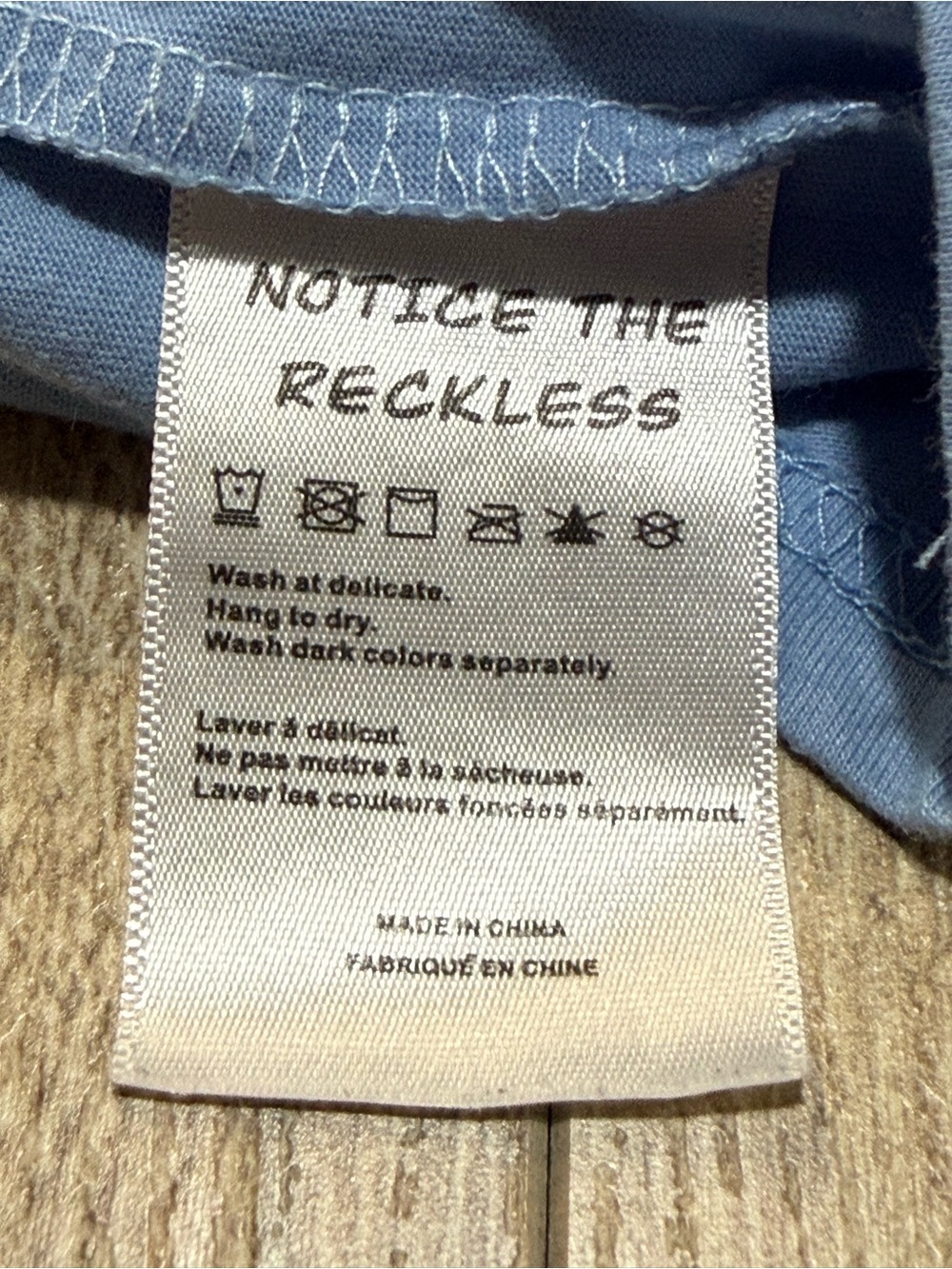 Notice The Reckless Periwinkle Blue Graphic Long Sleeve Shirt One Way Ticket - Picture 10 of 12